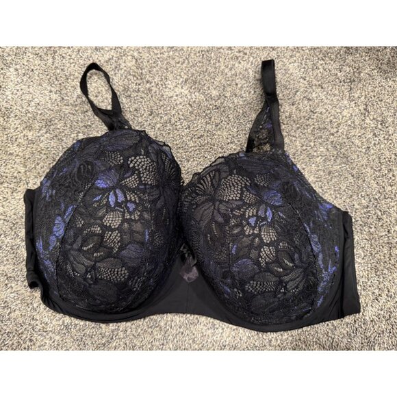 Torrid Plus Size Womens Lace Black Floral Bra Size 44DDD EUC - Picture 2 of 5